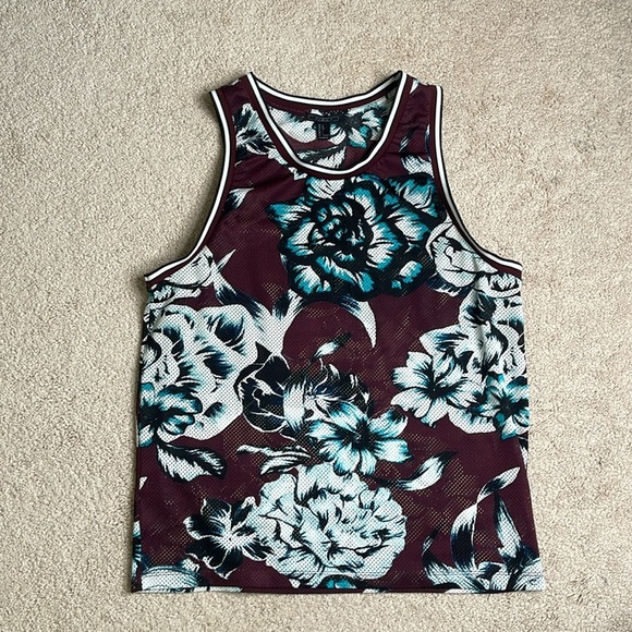 Forever 21 Other - Forever 21 (21 Men) Floral Tank Top in Burgundy and Teal